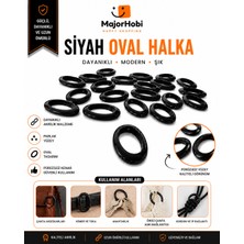 Major Hobi 33,5X22,5 mm Siyah Oval Delikli Akrilik Boncuk Takı Yapım Aparatı Çanta Aksesuarı 25 Adet