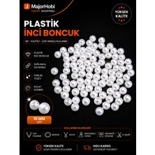 Major Hobi 10 mm İnci Beyaz Plastik İnci Boncuk 100 Adet Takı Kolye Bileklik Hobi ve El İşi Malzemesi