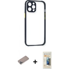 Marsilyan™- iPhone 12 Pro Kılıf Nova Asil Özel Seri - Siyah 6d Mat Seramik Hayalet Nano Ekran Koruyucu + Shine Kamera Lens Koruma Cam - Sabe