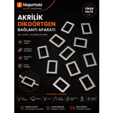 Major Hobi Silver Akrilik Dikdörtgen Bağlantı Aparatı Boncuk 25 Adet Takı ve Çanta Aksesuarı - 30X24 mm