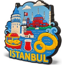 Goog Design Istanbul Temalı Silikon Magnet – Galata, Kız Kulesi, Balık Ekmek, Simit, Çay Desenli Buzdolabı Magneti
