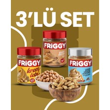 Friggy 3'lü Set Leblebi Kreması +Şekersiz Parçacıklı Fıstık Ezmesi+ Bisküvi Kreması 320GR Özel Paket