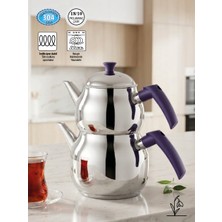Fms Eko Mor Çaydanlık | 18/10 Paslanmaz Çelik | Indüksiyon Taban | 1,25 L + 2,30 L  |