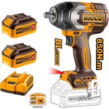 Ingco Li-Ion Akülü Somun Sıkma 1/2 ''20V 4.0 Ah + Li-Ion Akü ve Şarj Cihazı Seti 20V 4.ah (ING-FBCPK1424E)