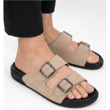 N Napa Shoe PLD.5002E.BEJ Terlik Napa Shoe Erkek Çift Tokalı Günlük Comfort Terlik – Bej