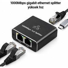 Qasul 1000MBPS RJ45 Ethernet Splitter 1'e 2 Ağ Çoğaltıcı USB Güç Destekli Gigabit Lan Paylaştırıcı