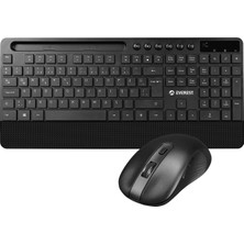 Everest KM-9676 Siyah Multimedya Tablet-Telefon Standlı Klavye + Mouse Set