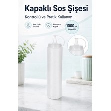4 Adet Plastik Yağlık Sosluk Şişesi 1000 Ml, Şeffaf Yağdanlık, Sosluk Ketçap Yağdanlık Yağ Sos Şişe