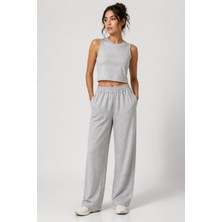 Nikitas Design Kolsuz Crop Top & Geniş Paça Penye Pantolon Takımı