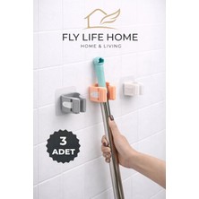 Fly Life Çok Amaçlı Paspas ,Süpürge, Fırça Ve Mob Askısı Sap Tutucu Mutfak ve Banyo Askısı Seti (3 Adet)