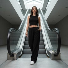Nikitas Design Kolsuz Crop Top & Geniş Paça Penye Pantolon Takımı