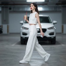 Nikitas Design Kolsuz Crop Top & Geniş Paça Penye Pantolon Takımı