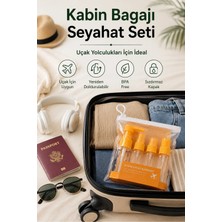 Kabin Bagajı Seyahat Seti - 4 Adet Doldurulabilir Mini Şişe ve Fermuarlı Şeffaf Çanta