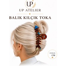 Up Atelier Kahverengi Mavi Detaylı Balık Kılçık Kemik Toka