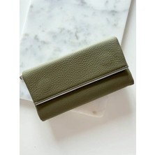 Charmlucky Metal Detaylı Yumuşak Doku Büyük Cüzdan