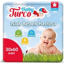 Baby Turco Klasik Plastik Kapaklı 3'lü Set 180 Yaprak Islak Havlu Mendil