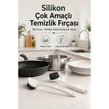 Silikon Çok Amaçlı Temizlik Fırçası - Ergonomik Saplı Bulaşık Fırçası