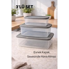 3’lü Saklama Kabı Seti Büyük Orta Küçük Boy Esnek Kapaklı Hava Almaz Bpa Free