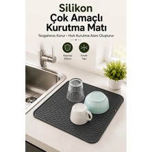 Büyük Boy Silikon Bulaşık Kurutma Matı - Kaymaz Tezgah Koruyucu Mat 39X31 cm
