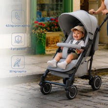 Tripper Luna Lüks Baston Bebek Arabası 15 kg Taşıma Kapasitesi Tek Elle Katlanabilen Gri