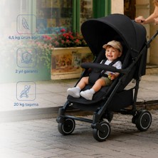 Tripper Luna Lüks Baston Siyah Bebek Arabası 15 kg Taşıma Kapasitesi ve Tek Elle Katlanabilme Özelliği