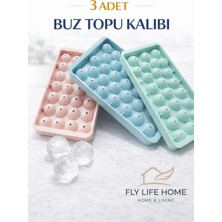 3 Adet Pratik ve Şık 33'lü Küre Yuvarlak Buz Kalıbı - Küre Buzluk 33'lü Buz Içecek Topu