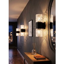 Mosso Faset Siyah Metal Gövdeli Kristal Kesim Camlı Modern Duvar Apliği