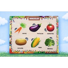 S-Online Ahşap+Eva Eğitici Bul Tak Puzzle Sebzeler Montessori Zeka ve Motor Beceri Geliştirici Oyuncak