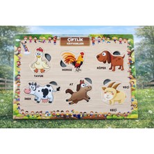 S-Online Ahşap+Eva Eğitici Bul Tak Puzzle Çiftlik Hayvanları Montessori Zeka ve Motor Beceri Geliştirici Oyuncak