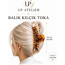 Up Atelier Kahverengi Krem Detaylı Balık Kılçık Kemik Toka