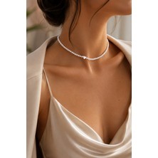 Adata Jewelry Kalpli Inci Kadın Kolye Gümüş Renk