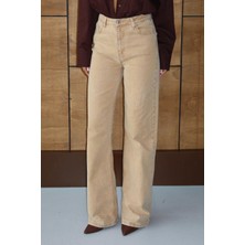 Lacarino 7869 Wide Leg Kadın Gül Baskılı Jean Pantolon