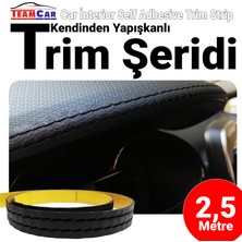 PINUKS TC11-130005 Trim Şerit Deri Dikiş Desenli Yapışma 2,50 mt Nakış Siyah Ithal Premium