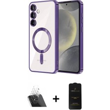Marsilyan™- Galaxy S23 Plus Kılıf Nova Işık Özel Seri - Siyah 6d Antistatik Mat Seramik Hayalet Nano Ekran Koruyucu + Kamera Lens Koruma Cam - Sf