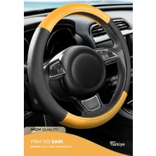 PINUKS TC15-150028 Direksiyon Kılıfı Poşetli Geçme 38CM Noktalı Siyah Düz Sarı F103 Ithal Premium