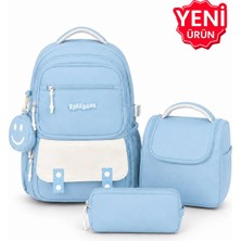 Freedom 4’lü Saten Kumaş Su Geçirmez, Ilkokul Çantası Seti Beslenme Çantası Kalemlik ve Aksesuar Çantalı