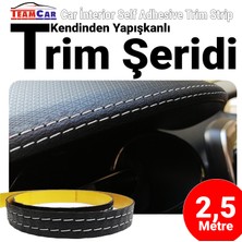 PINUKS TC11-130004 Trim Şerit Deri Dikiş Desenli Yapışma 2,50 mt Nakış Gri Ithal Premium