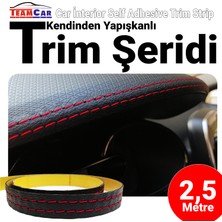 PINUKS TC11-130001 Trim Şerit Deri Dikiş Desenli Yapışma 2,50 mt Nakış Kırmızı Ithal Premium