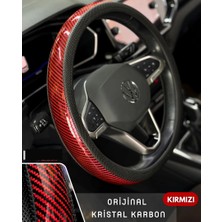 PINUKS FXX-001 Direksiyon Kılıfı Poşetli Geçme 38CM Parlak Karbon Çember Kırmızı Ithal Premium