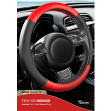 PINUKS TC15-150007 Direksiyon Kılıfı Poşetli Geçme 38CM Noktalı Siyah Düz Kırmızı F103 Ithal Premium