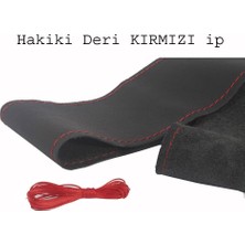 PINUKS FXDK-902 Direksiyon Kılıfı Deri Dikmeli Kutulu Siyah Kırmızı Ip Ithal Premium