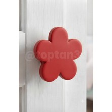 Toptan3D (5 Cm) Kırmızı Çiçek Dolap Kulpu, Modern Mobilya Kulpu, Çiçek Kulp (Kulp Vidası Dahildir)