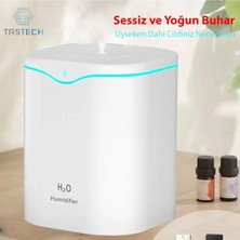 Tastech 2 Litre Oda Hava Nemlendirici Humudifier Aroma Therapy Koku Buhar Makinesi-Beyaz