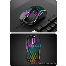 Tastech Rgb LED Işıklı Oyuncu Mouse Gaming 800-2400 Dpi 0 Oyun Mouse Mat Siyah