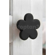 Toptan3D (5 Cm) Siyah Çiçek Dolap Kulpu, Modern Mobilya Kulpu, Çiçek Kulp (Kulp Vidası Dahildir)
