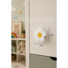 Toptan3D (5 Cm) Papatya Dolap Kulpu, Modern Kulp - Çocuk Odası Kulp, Sarı Papatya Kulp (Kulp Vidası Dahildir)
