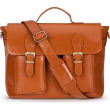 BloominBag Rıvolı Cognac Tan Hakiki Deri 13–14 Inç Laptop ve Evrak Çantası