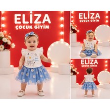 Eliza Çocuk Giyim Kız   Bebek  Mavi Paptya  Tül Etek  Takım