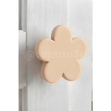 Toptan3D (5 Cm) Bej Çiçek Dolap Kulpu, Modern Mobilya Kulpu, Çiçek Kulp (Kulp Vidası Dahildir)