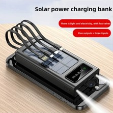 Tastech 20000 Mah Güneş Enerjili Powerbank Ios Android Uyum LCD Ekranlı Type C Mikro USB Lightning Çıkışlı